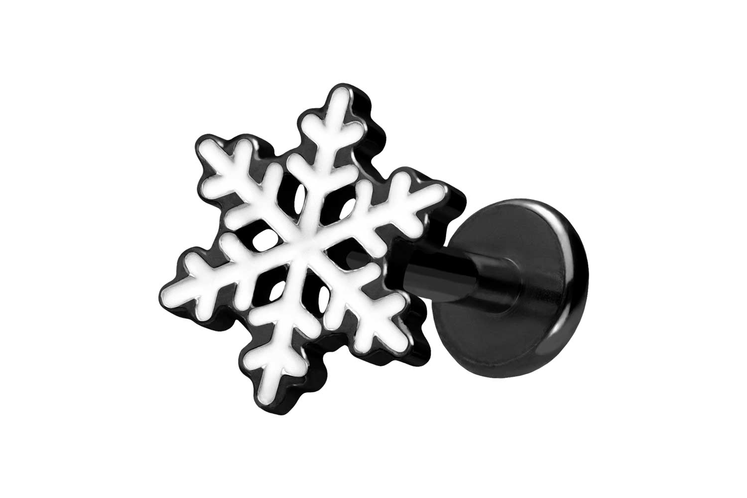 Titan Labret Piercing mit Push Fit SCHNEEFLOCKE